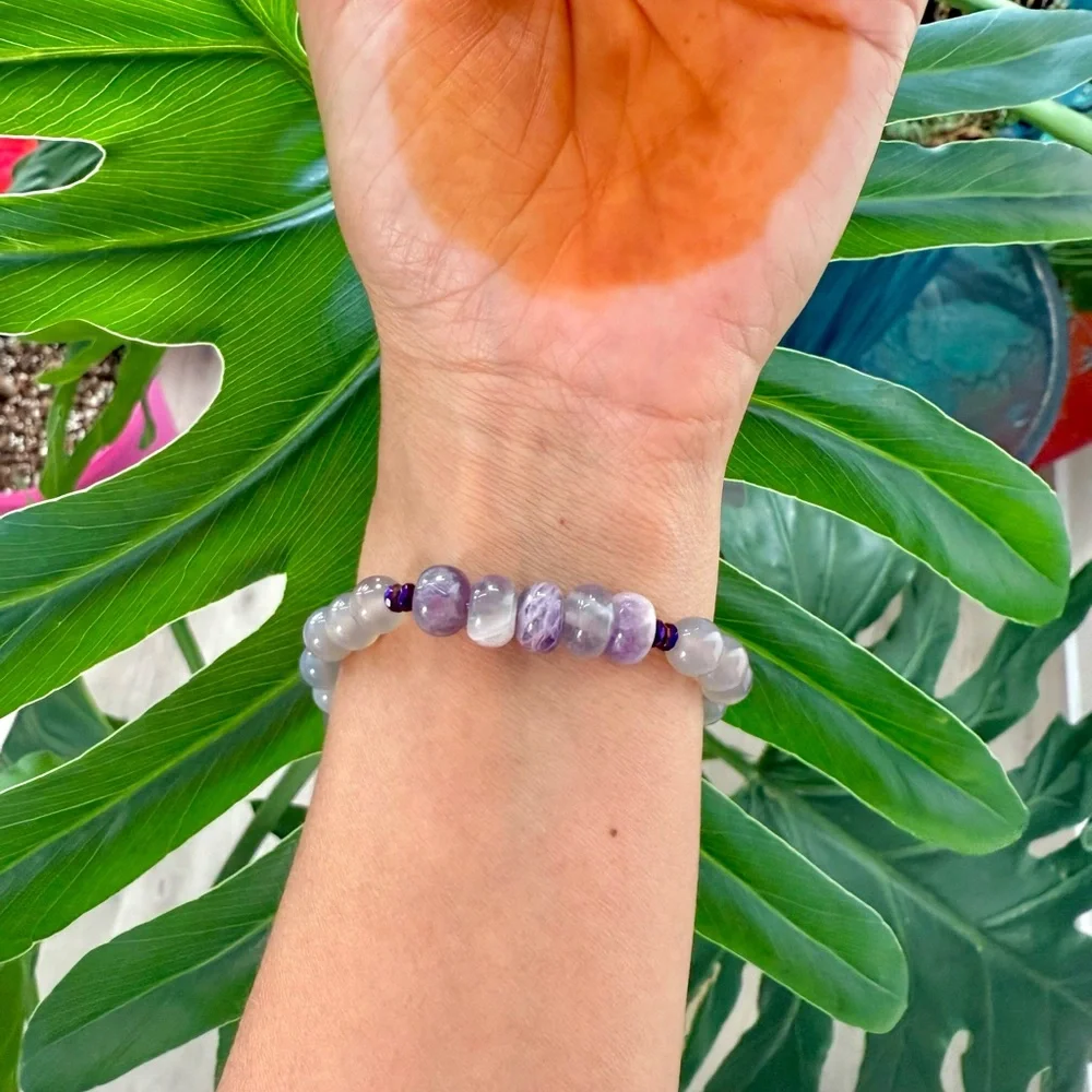 Amethyst ~ Agate ~ Hematite bracelet (one) - Picture 5 of 6